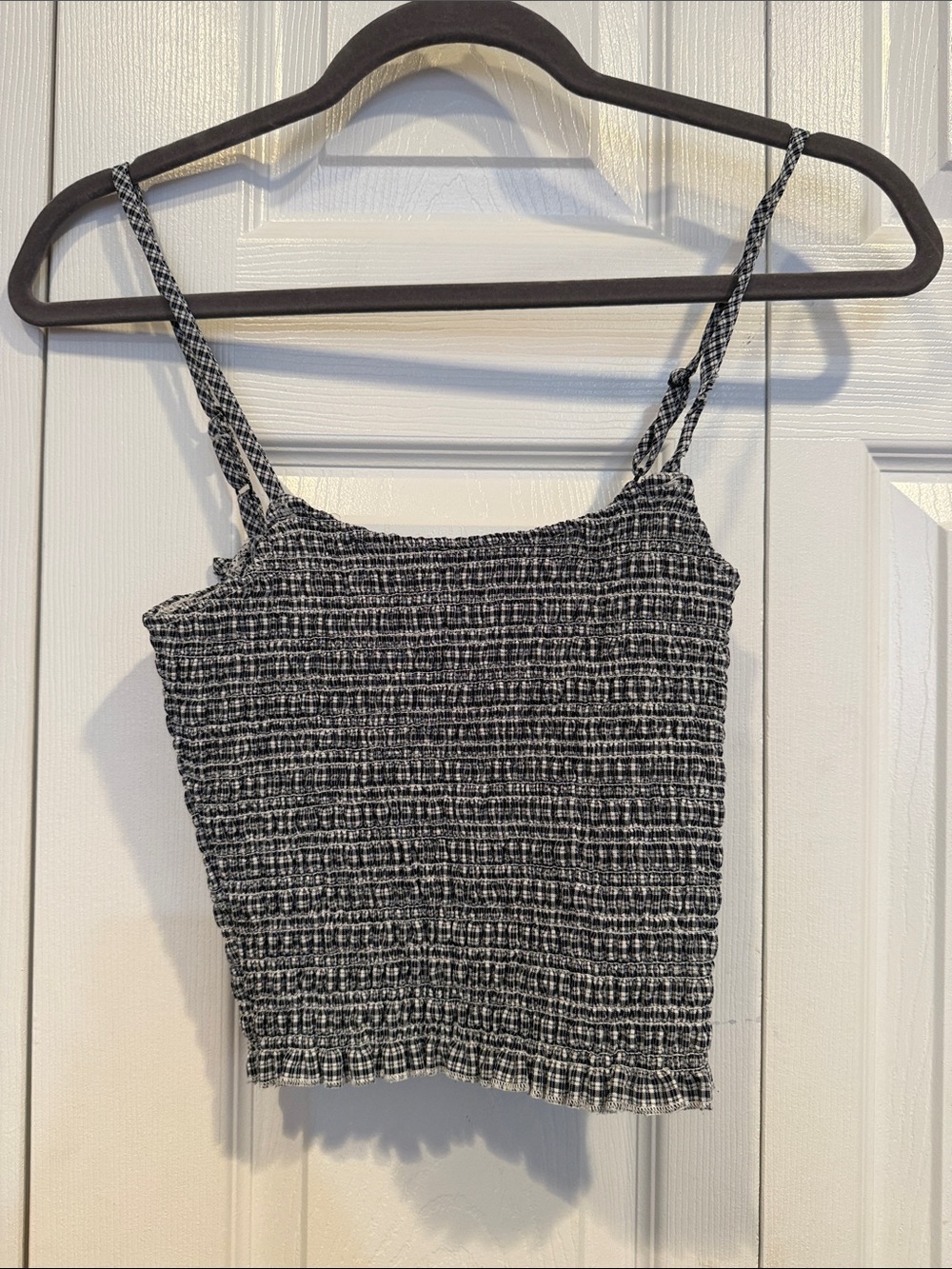 Brandy Melville Black & White Smocked Crop Cami